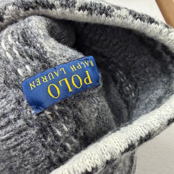 Polo Ralph Lauren Fair Isle Beanie Hat Grey Knit Outdoors Wool Blend Ski Classic - Picture 5 of 6